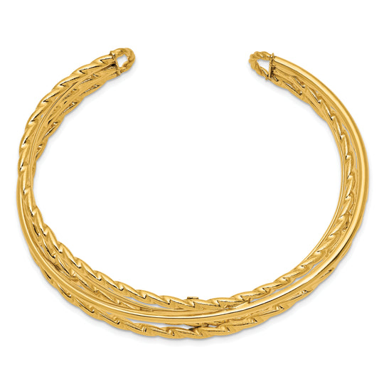 Brazalete con puños de múltiples tubos pulidos de 14k