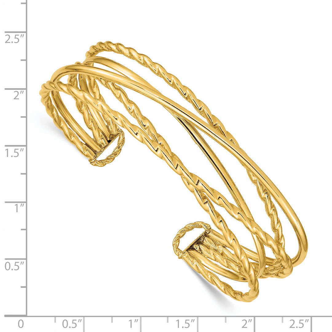 Brazalete con puños de múltiples tubos pulidos de 14k