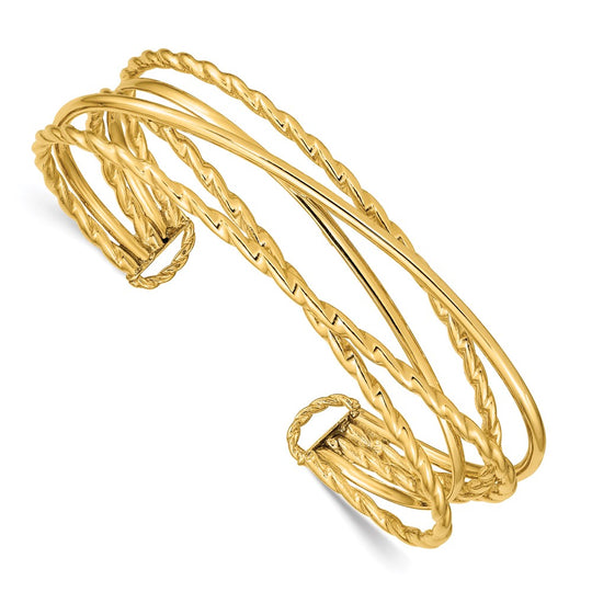 Brazalete con puños de múltiples tubos pulidos de 14k