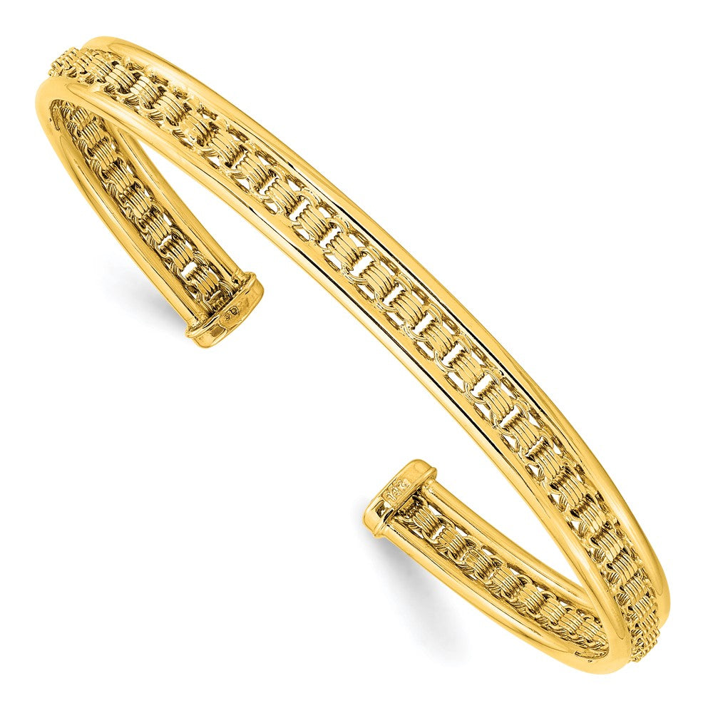 Brazalete texturizado y pulido en oro de 14k