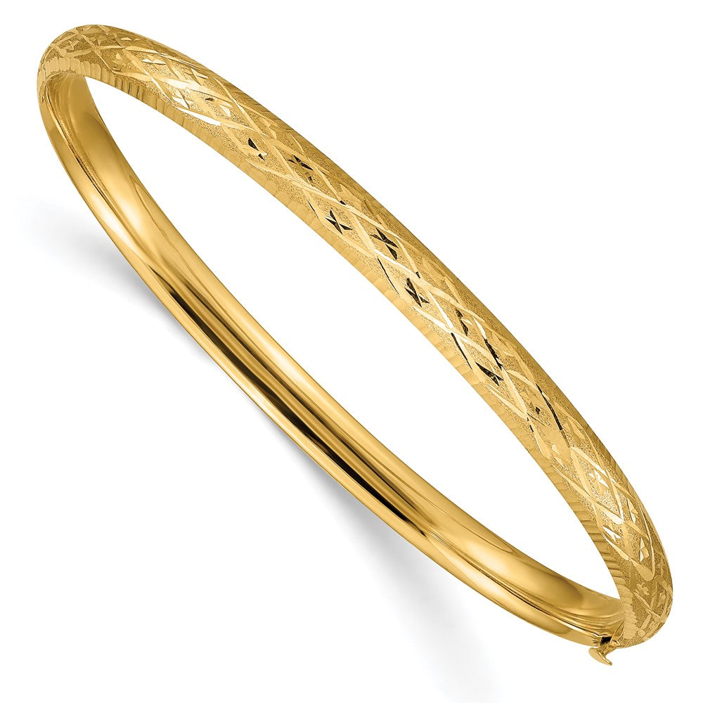 Brazalete elegante con bisagras y talla de diamante 3/16 de 14k