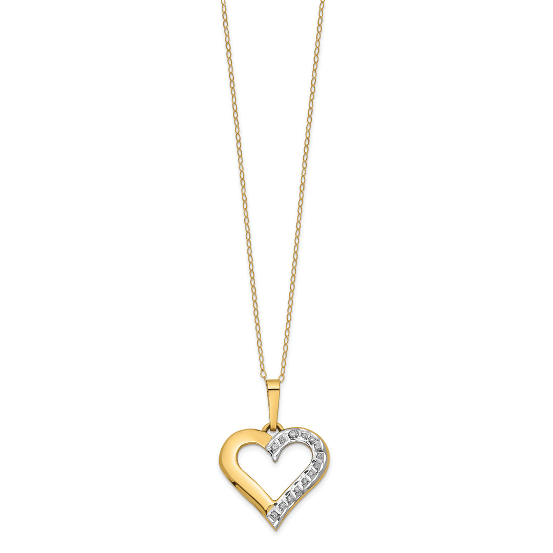 Collar con forma de corazón fascinado con diamantes de 14k