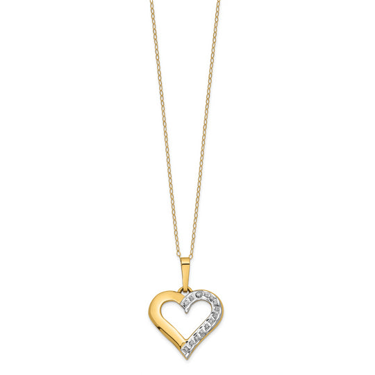 Collar con forma de corazón fascinado con diamantes de 14k