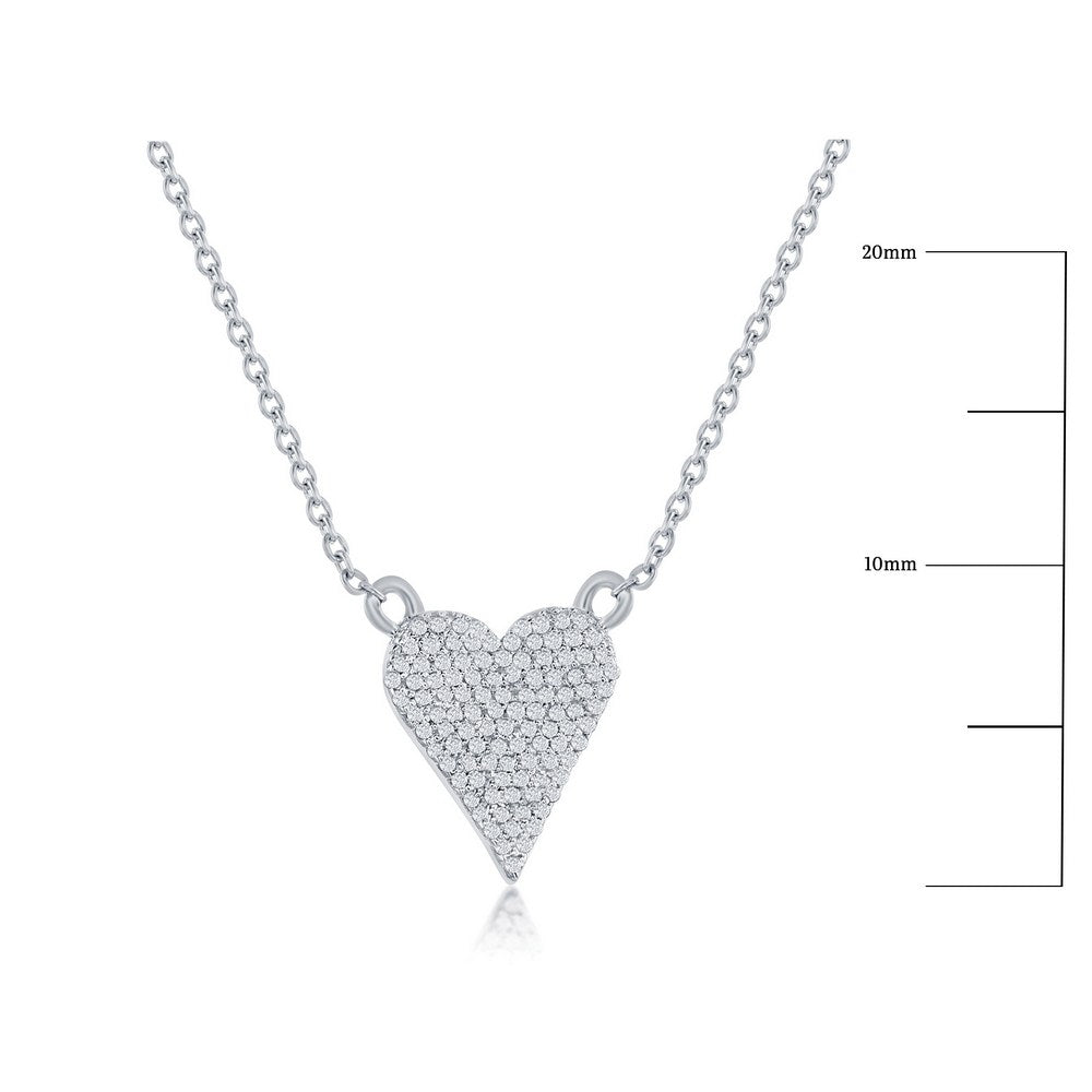 Plata de ley, collar de diamantes con diseño de corazón - (107 piedras)