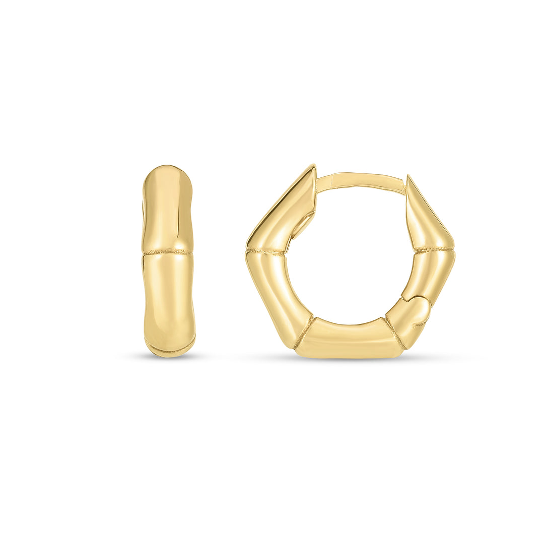 Aros Huggie de Bambu en Oro de 14k