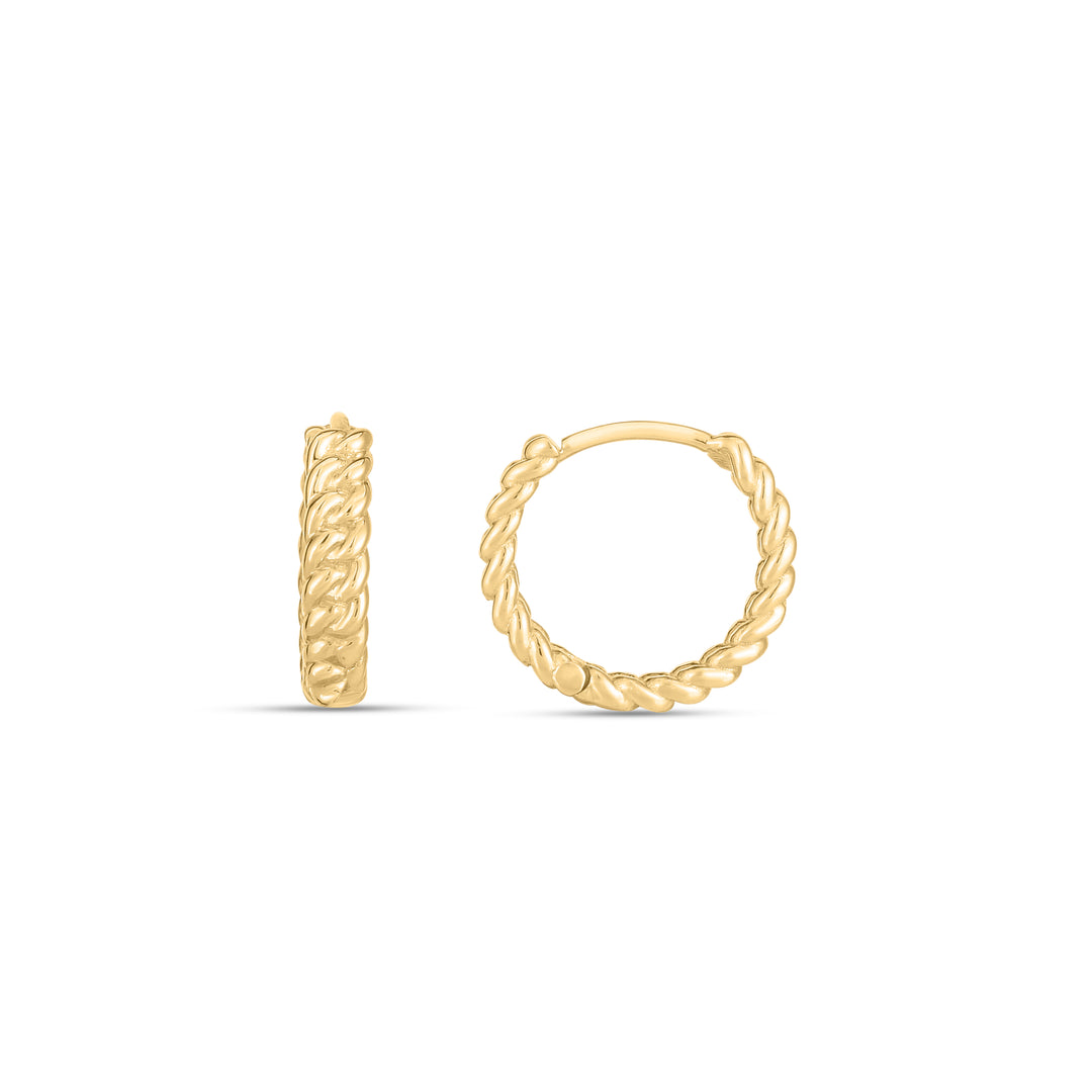 Aros Huggie Trenzados en Oro de 14k