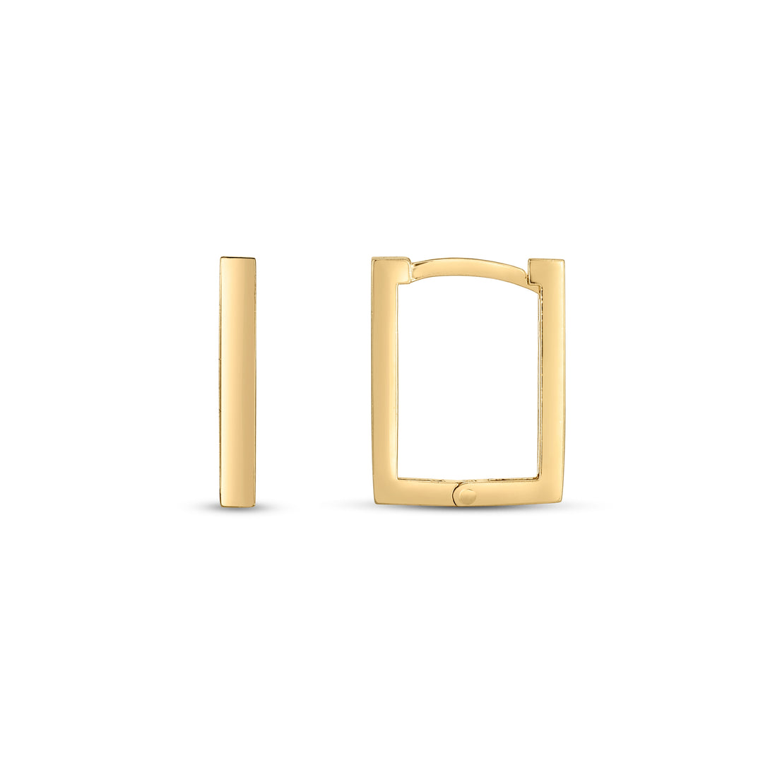 Aros Huggie Rectangulares en Oro de 14k