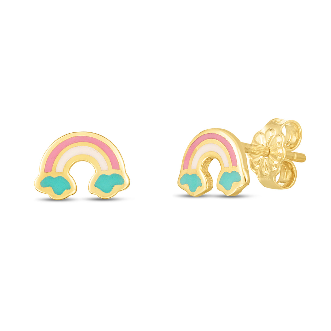 Aretes de Arcoir√≠s en Oro Amarillo de 14K