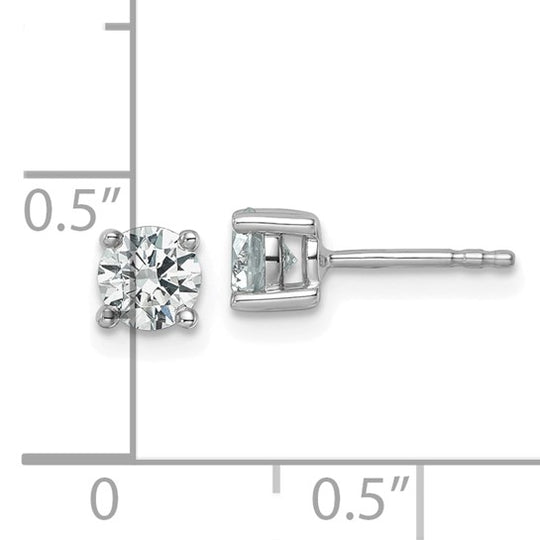 Pendientes de Botón en Oro Blanco de 14k con Diamantes de Labor, 7/8 ctw, VS+ F+ Redondos, 4 Garras (Peso Pesado)