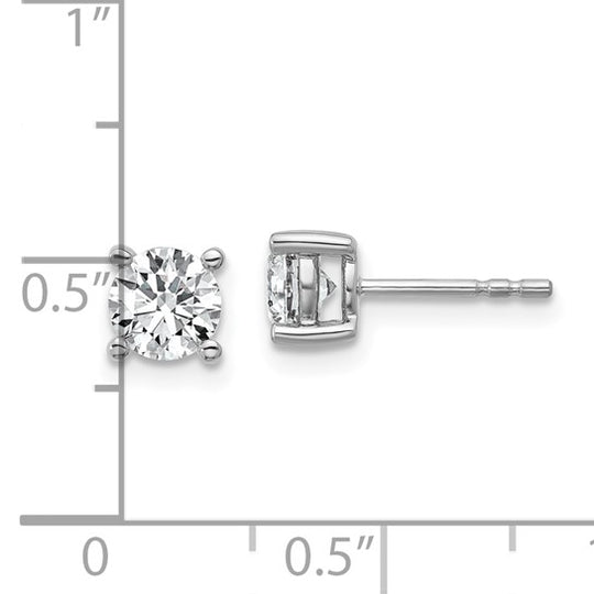 Pendientes de Botón en Oro Blanco de 14k con Diamantes de Labor, 1 ctw, VS/SI+ G+, Redondos, 4 Garras (Peso Pesado)