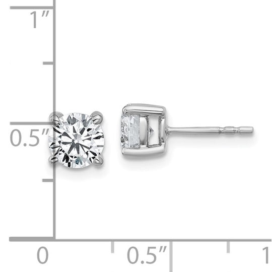 Pendientes de Botón en Oro Blanco de 14k con Diamantes de Labor, 1 3/8 ctw, VS/SI+ G+, Redondos, 4 Garras (Peso Pesado)