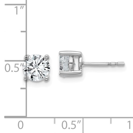 Pendientes de Botón en Oro Blanco de 14k con Diamantes de Labor, 1 1/2 ctw, VS/SI+ G+, Redondos, 4 Garras (Peso Pesado)