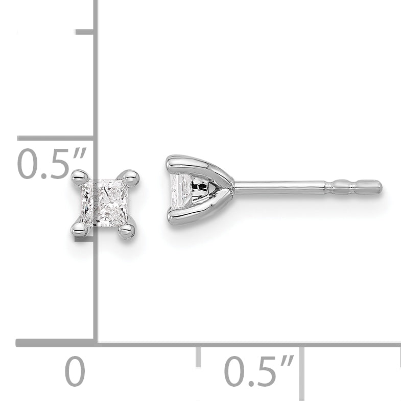 Aretes de 4 Puntas con Diamantes Princesa Cultivados en Laboratorio de  0.25 qt  VS DEF de 14k