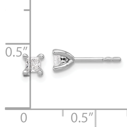 Aretes de 4 Puntas con Diamantes Princesa Cultivados en Laboratorio de  0.25 qt  VS DEF de 14k