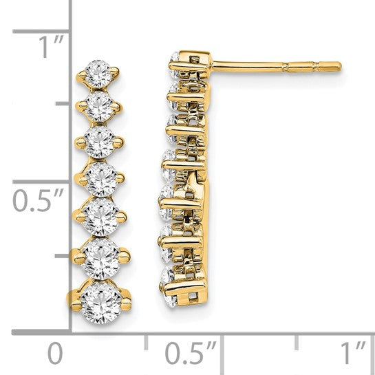 Pendientes Colgantes Graduados con Diamantes Crecidos en Laboratorio de 1.5 ct en Oro Amarillo de 14k