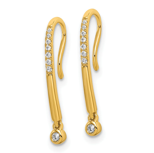 Aretes Colgantes de Alambre con Diamantes Pulidos en Oro de 14k