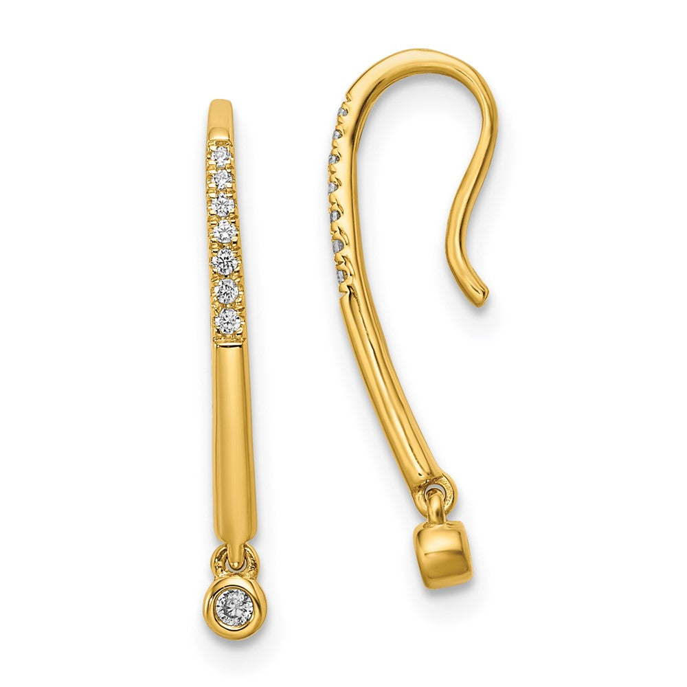 Aretes Colgantes de Alambre con Diamantes Pulidos en Oro de 14k