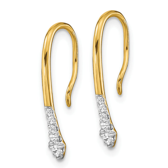 Aretes Colgantes de Alambre con Diamantes Pulidos en Oro de 14k