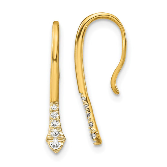 Aretes Colgantes de Alambre con Diamantes Pulidos en Oro de 14k