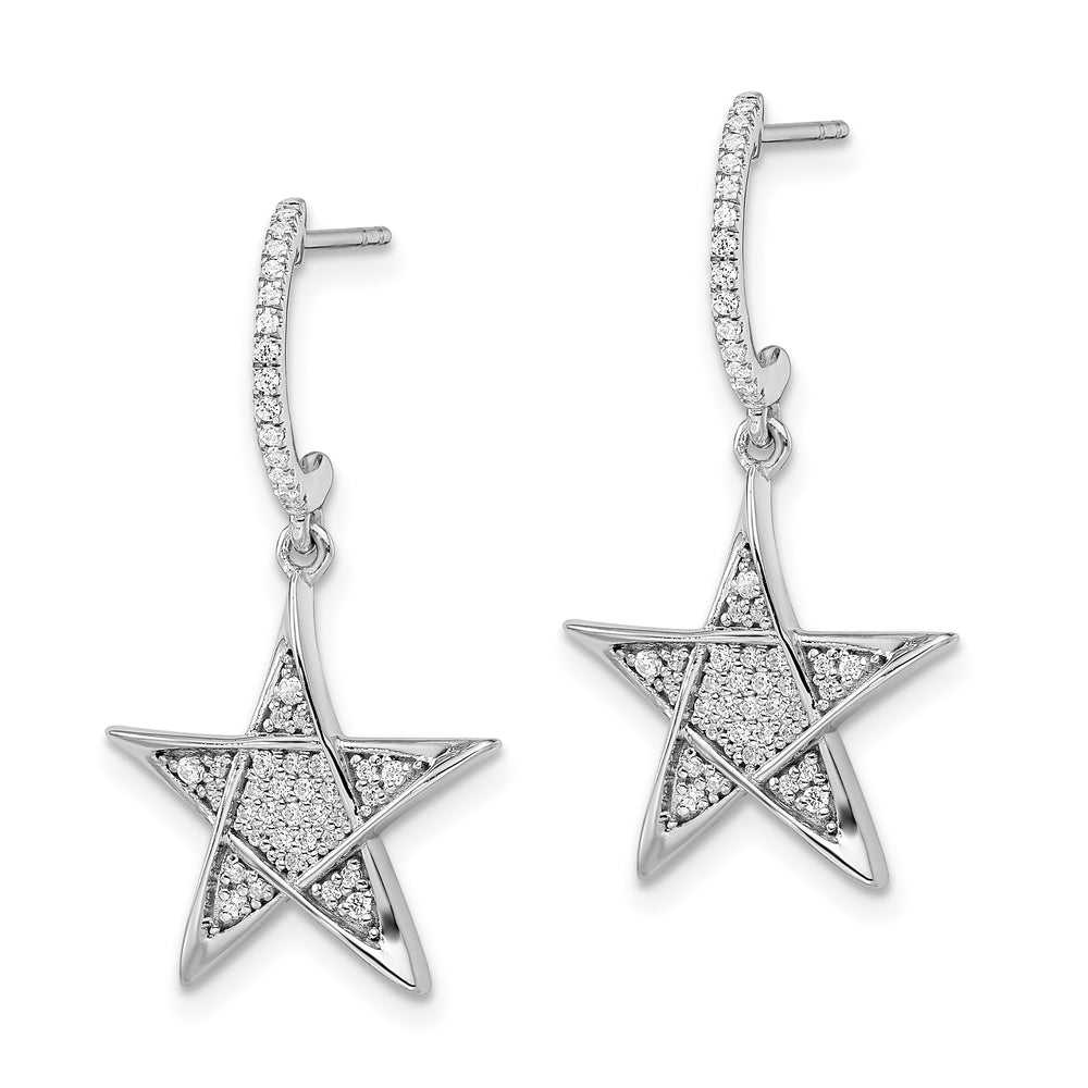 Aretes en Forma de Estrella con Diamantes Pulidos en Oro Blanco de 14k