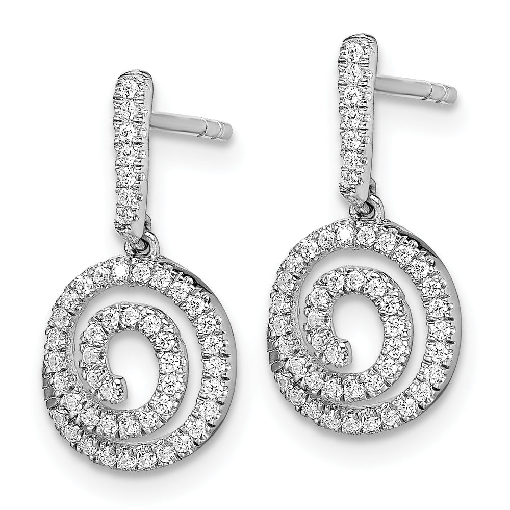 Aretes Colgantes con Forma de Círculo y Diamantes en Oro Blanco de 14 k