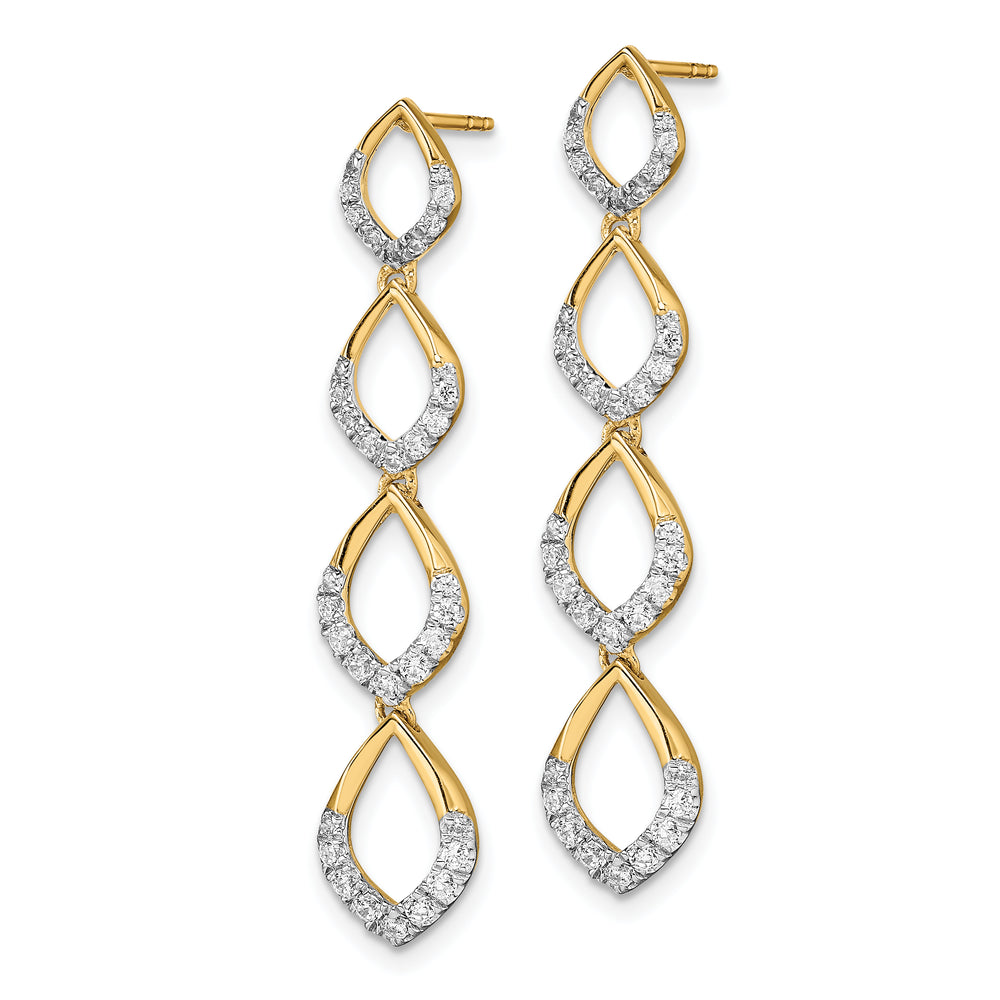 Aretes Colgantes con Diamantes Pulidos en Oro 14k