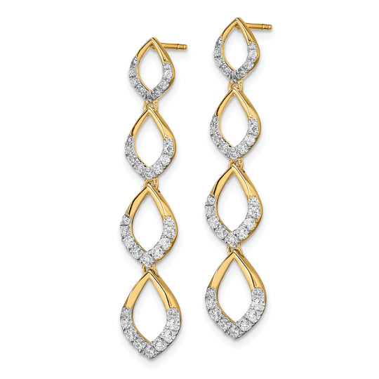 Aretes Colgantes con Diamantes Pulidos en Oro 14k