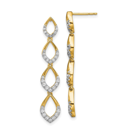 Aretes Colgantes con Diamantes Pulidos en Oro 14k