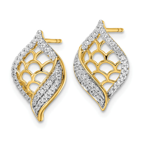 Aretes Elegantes con Diamantes Pulidos en Oro de 14k