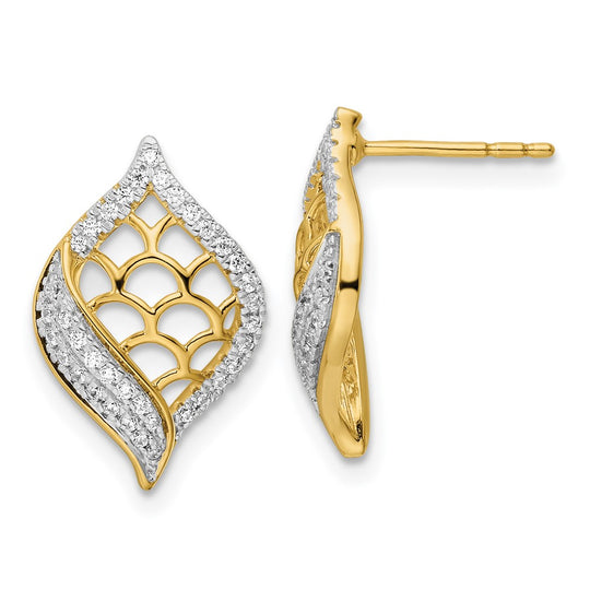 Aretes Elegantes con Diamantes Pulidos en Oro de 14k