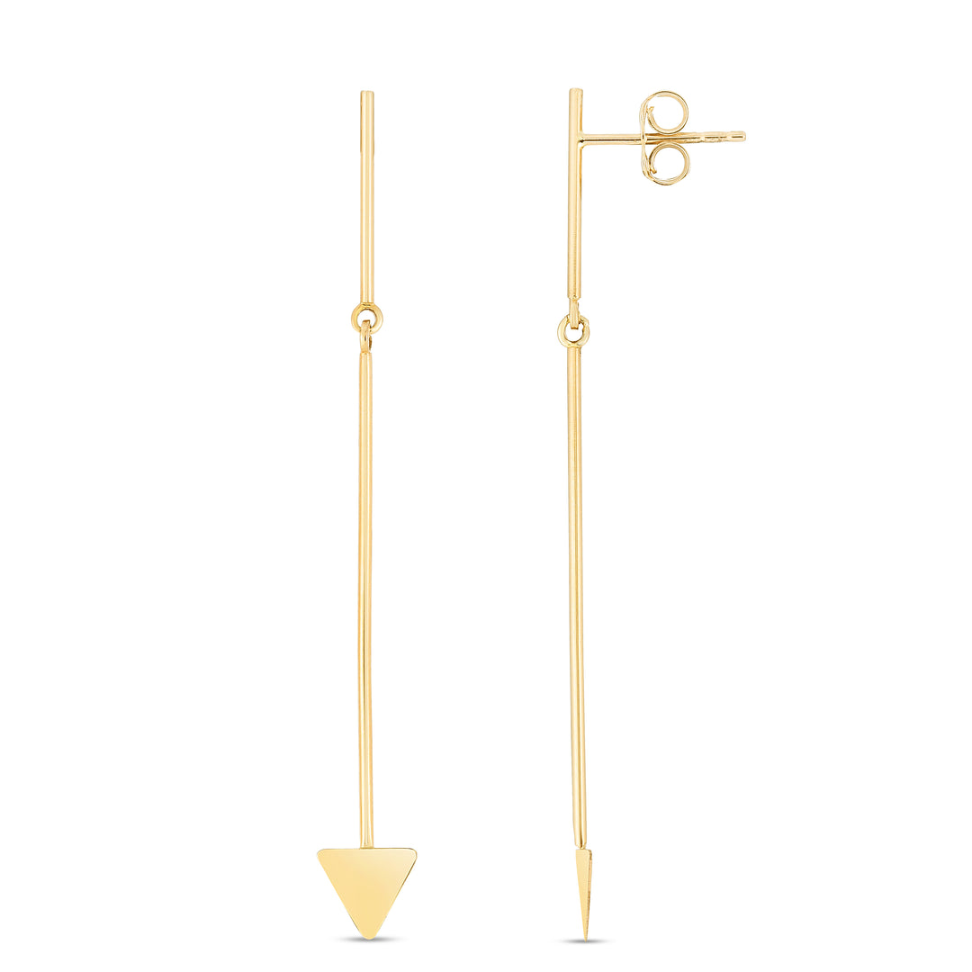 Aretes Colgantes Triangulares en Oro Amarillo de 14k