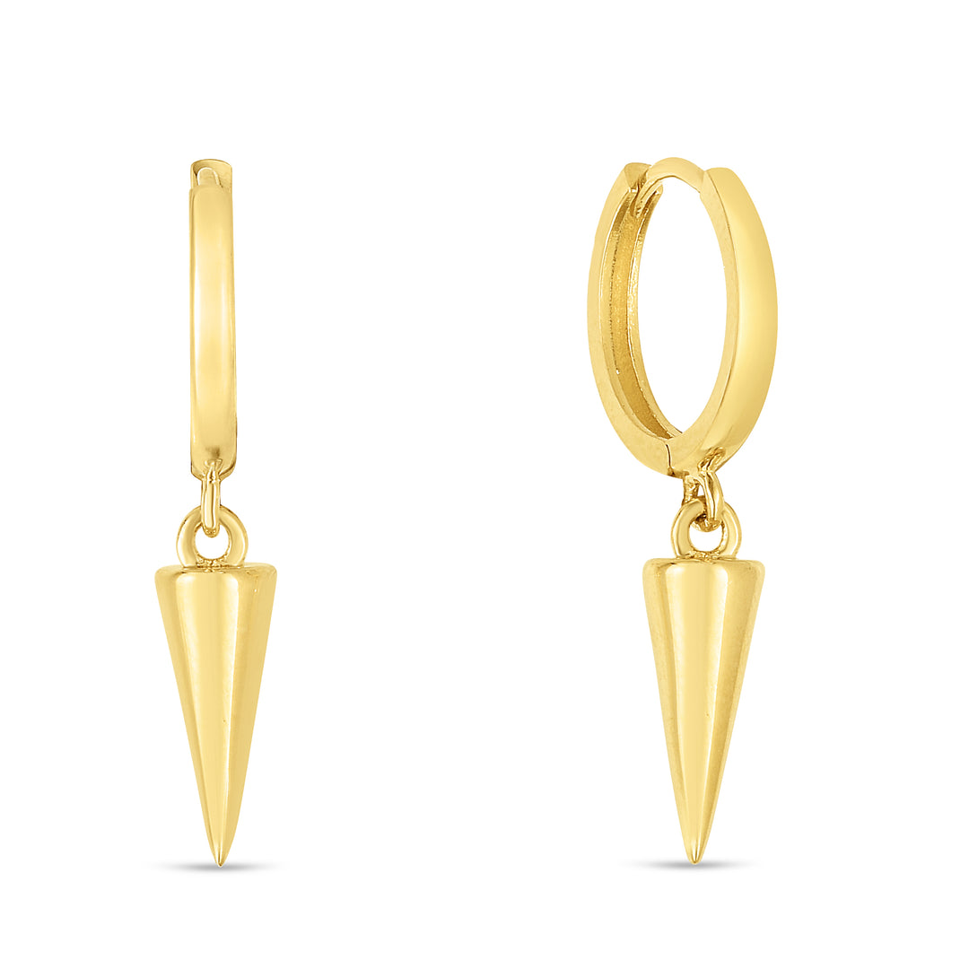 Aretes Colgantes con Punta en Oro de 14k