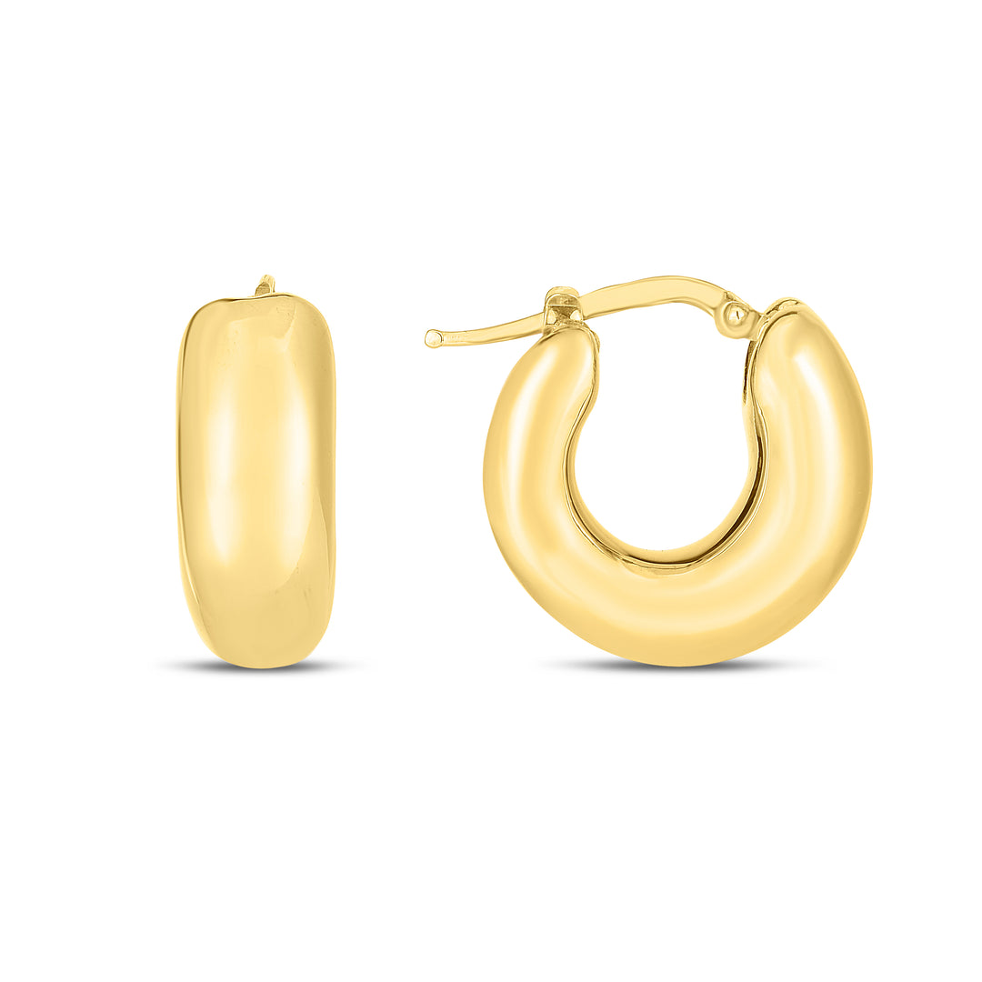 Aros Peque√±os Hinchados  en Oro Amarillo de 14k