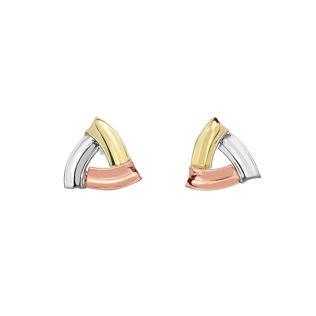 Arete Triangular en Oro Tricolor de 14K