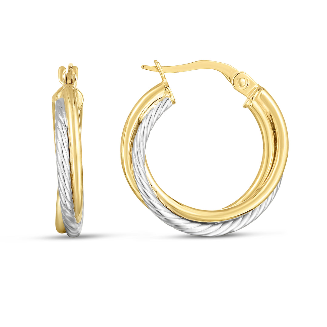 Aros Retorcidos en Oro Bicolor de 14k