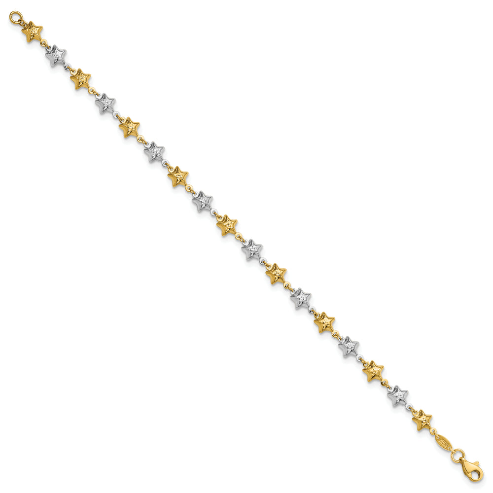 Brazalete con estrella inflada de dos tonos de 14 k