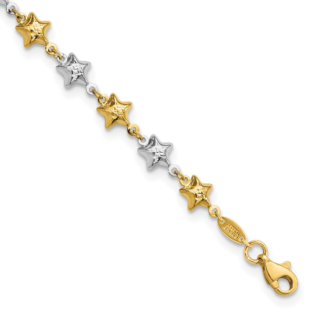 Brazalete con estrella inflada de dos tonos de 14 k