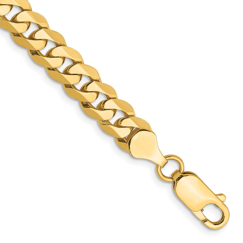 Pulsera Curb Aplanada y Biselada de Oro Amarillo de 14k de 7 pulgadas y 7.25 mm con Cierre de Langosta