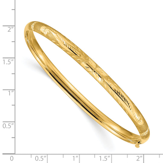 Brazalete tipo brazalete con bisagras y grabado florentino de 14k 3/16