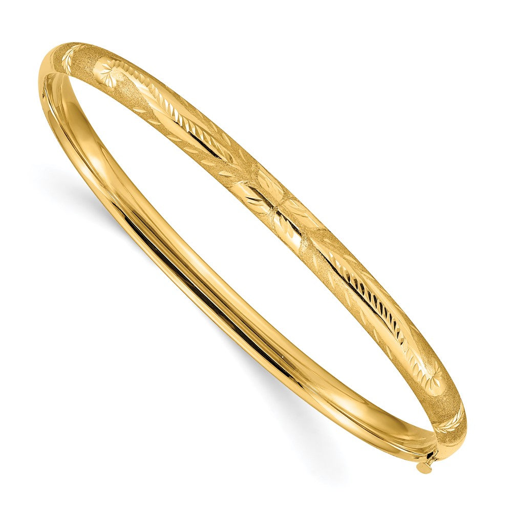 Brazalete tipo brazalete con bisagras y grabado florentino de 14k 3/16