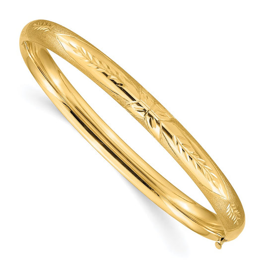 Brazalete tipo brazalete con bisagras y grabado florentino de 14k 4/16