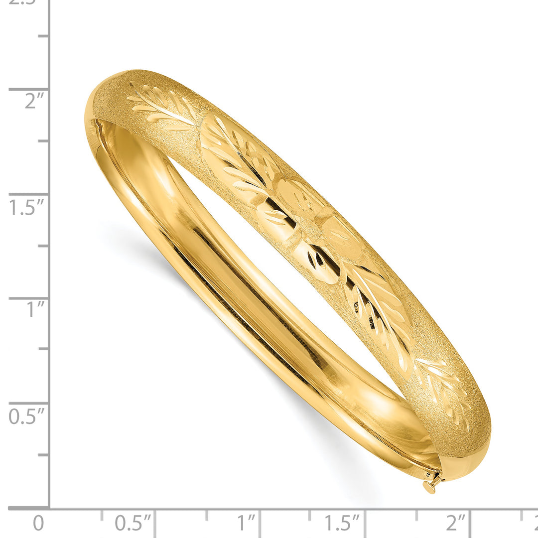 Brazalete tipo brazalete con bisagras y grabado florentino extragrande de 14k 5/16