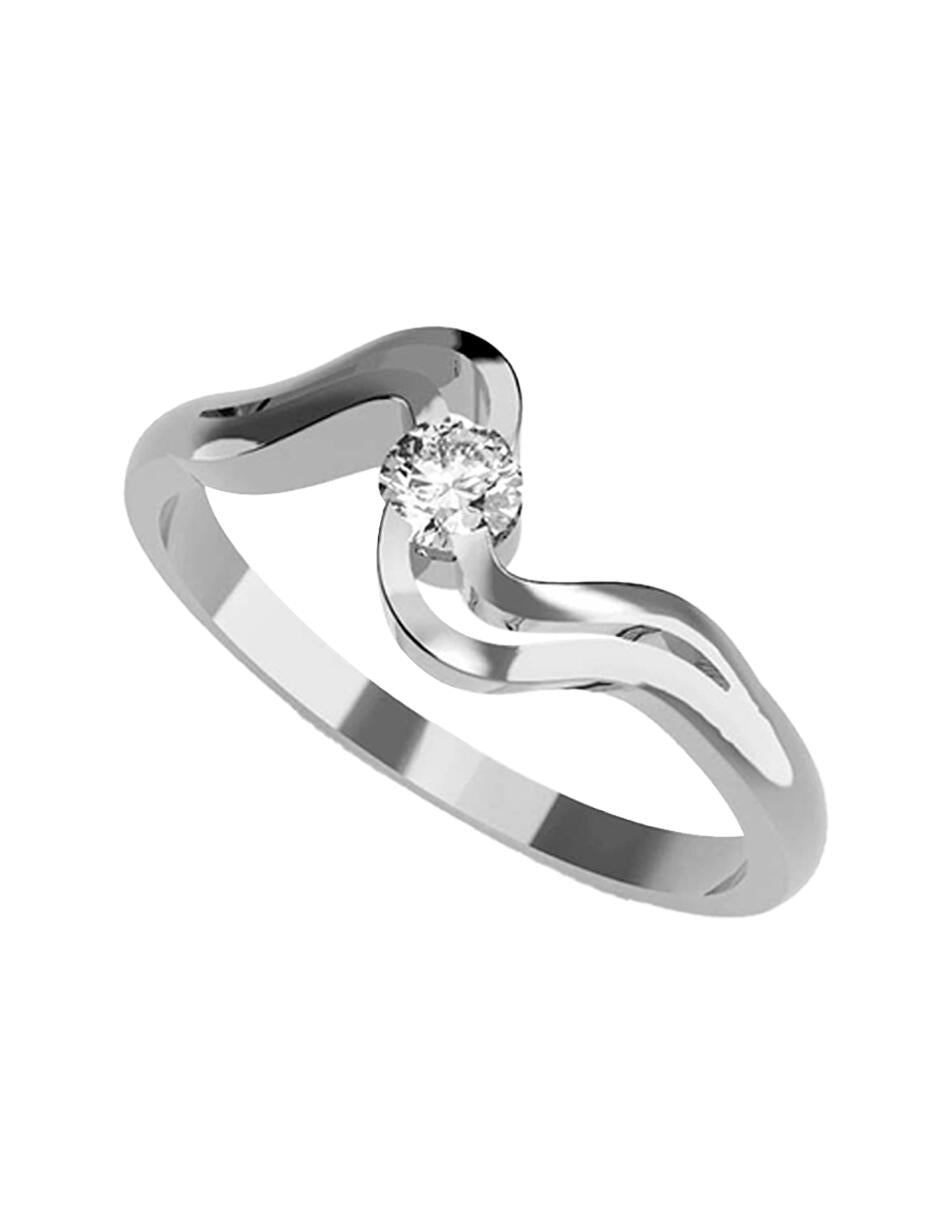 ANILLO DE COMPROMISO DE ORO 14K CON DIAMANTE NATURAL 0.1 G SI1 Amore Mio!