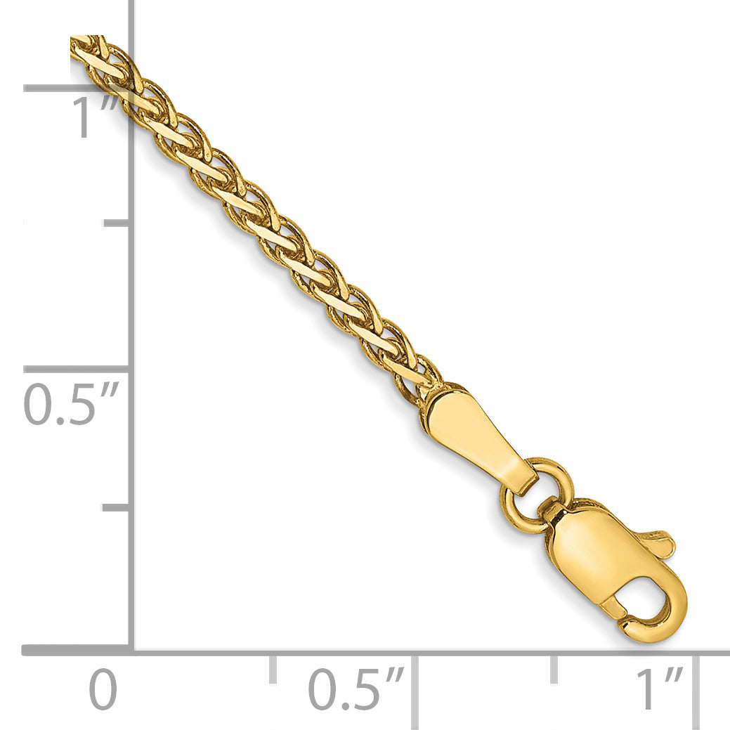 Cadena de trigo plana de 14k y 1,9 mm