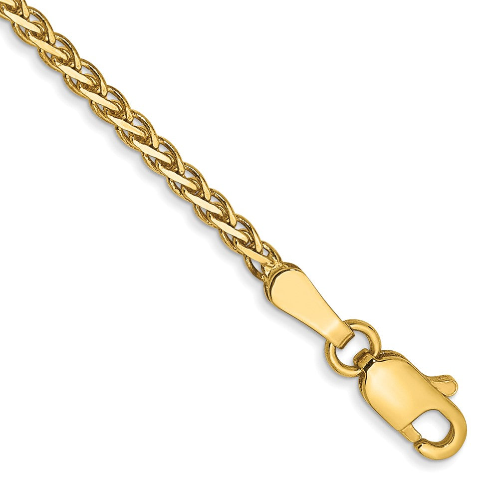 Pulsera de Oro Amarillo de 14k de 7 pulgadas y 1.9 mm, Estilo Trenza Spiga con Cierre de Langosta