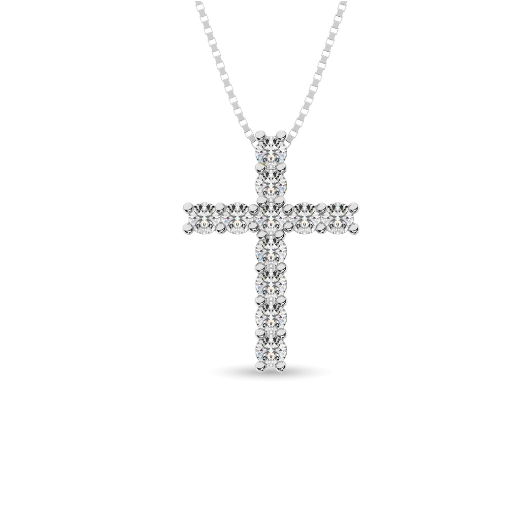 Diamante 1/2 Ct.Tw. Colgante de cruz en oro blanco de 14 k
