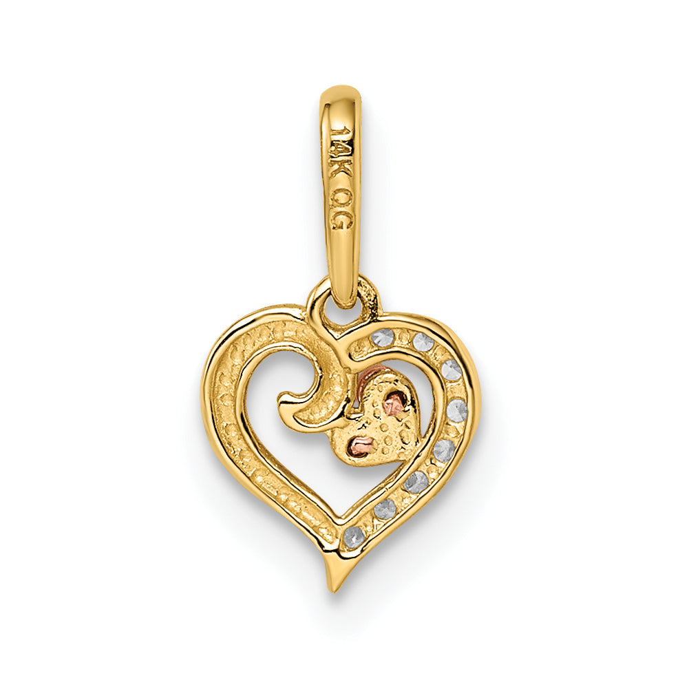 Dije de Corazones Madi K CZ de Dos Tonos en Oro de 14k