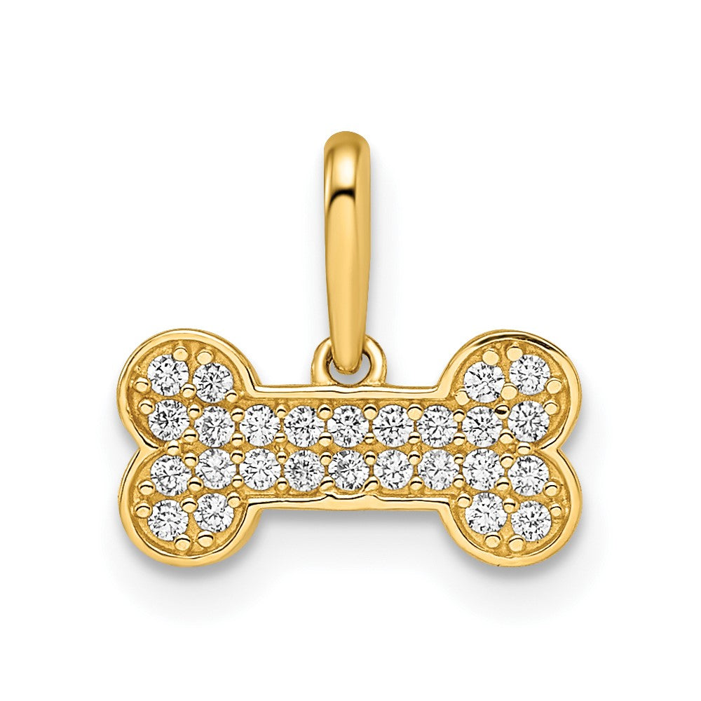 Dije Hueso de Perro Madi K con CZ en Oro Amarillo de 14k