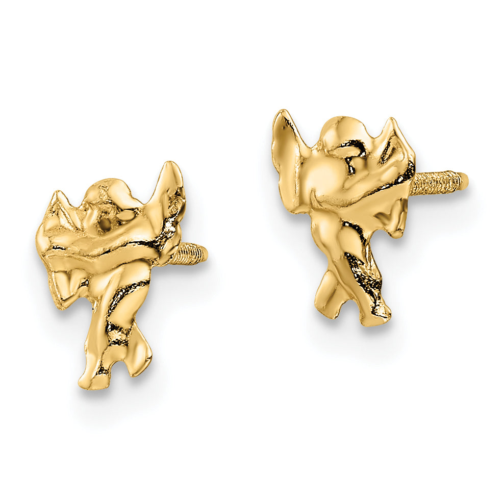 Aretes con Poste Roscado de Cupido Pulido Madi K en Oro de 14k