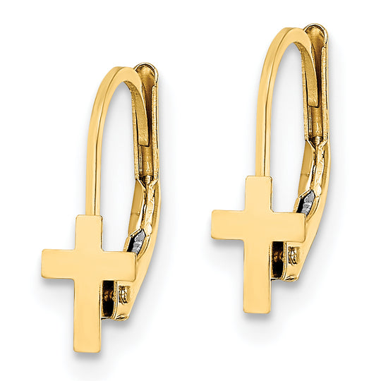 Aretes de Cruz Pulida Madi K en Oro Amarillo de 14k